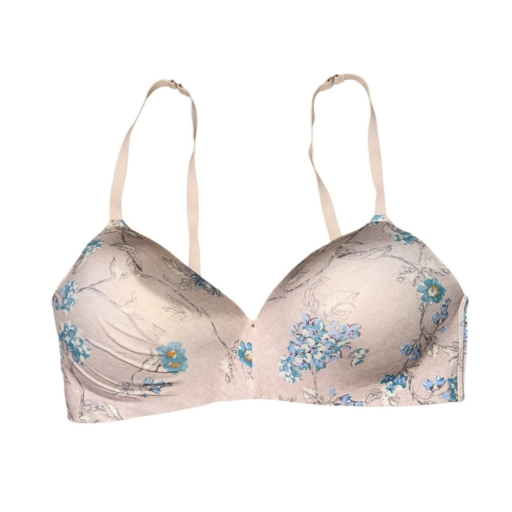 Montelle intimates BNWOT cream blue floral bra women’s size 40 D